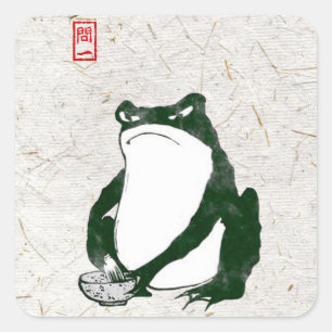 Sticker Carré Grumpy Grenouille japonaise crapaud 19ème siècle