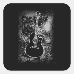 Sticker Carré Grunge Guitare Graphiste Guitariste Rock Musicien 