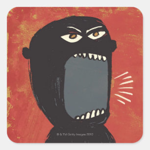 Sticker Carré Grungy Angry Man