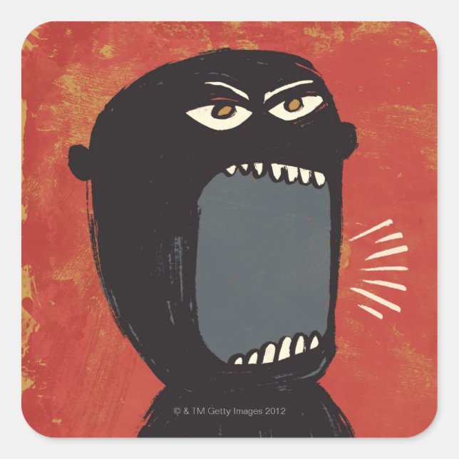 Sticker Carré Grungy Angry Man (Devant)