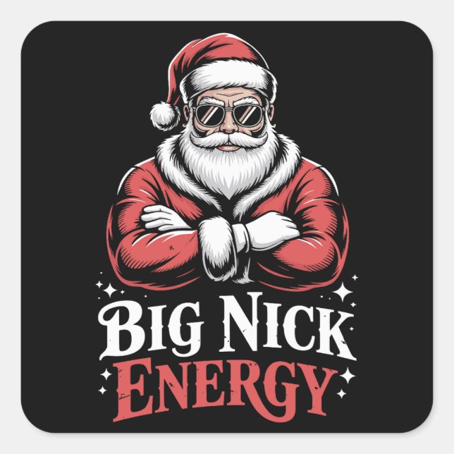 Sticker Carré Grunt Style Big Nick Energy Funny Santa Christmas  (Devant)