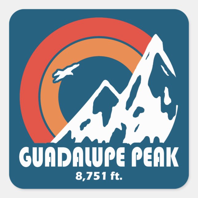 Sticker Carré Guadalupe Peak Texas Sun Eagle (Devant)