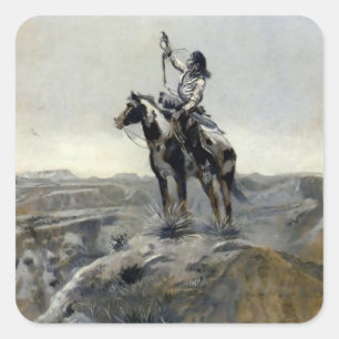 Sticker Carré “Guerre” Peinture occidentale de Charles M Russell