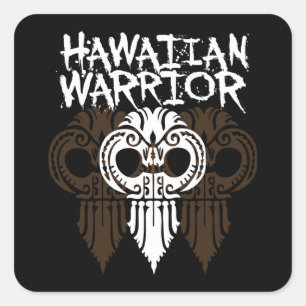 Sticker Carré Guerrier hawaïen