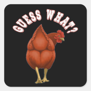 Sticker Carré Guess qui ? Chicken ! kid saying