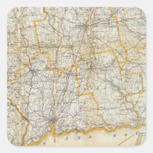 Sticker Carré Guide de Mendenhall, Road Map Connecticut