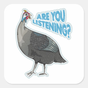 Sticker Carré Guineafowl Drôle caricature d'oiseau bruyant