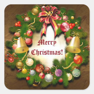 Sticker Carré Guirlande de Noël de Personalizable