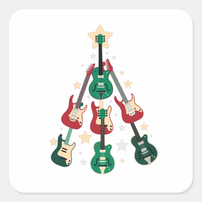 STICKER CARRÉ GUITAR ARBRE DE NOËL (Devant)