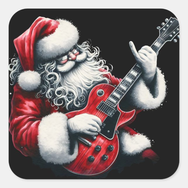 Sticker Carré Guitare électrique Solos Lumière Nuits de Noël (Devant)