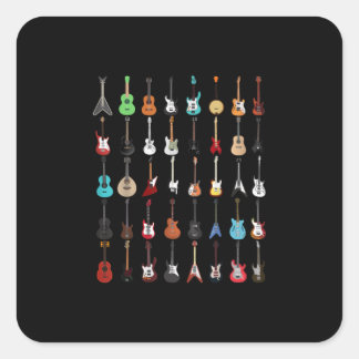 Sticker Carré Guitarist Guitar Musical Instrument Rock and Roll
