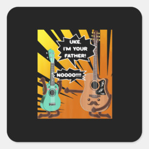 Sticker Carré Guitariste Uke Je suis votre père Anniversaire