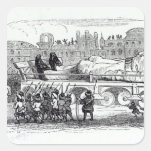 Sticker Carré Gulliver a transporté au Lilliputian