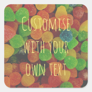 Sticker Carré Gumdrops colorés personnalisés