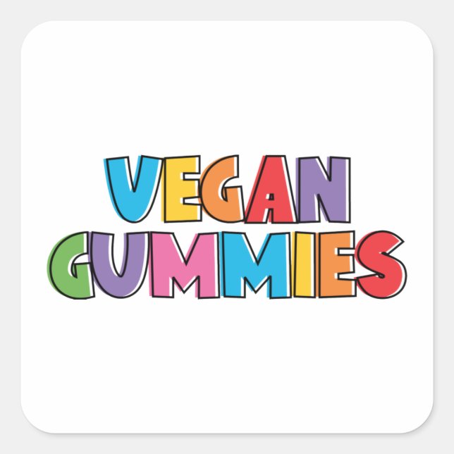 Sticker Carré Gummies Vegan colorées (Devant)