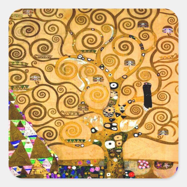 Sticker Carré Gustav Klimt Arbre de vie (Devant)