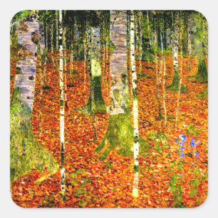 Sticker Carré Gustav Klimt Birch Trees