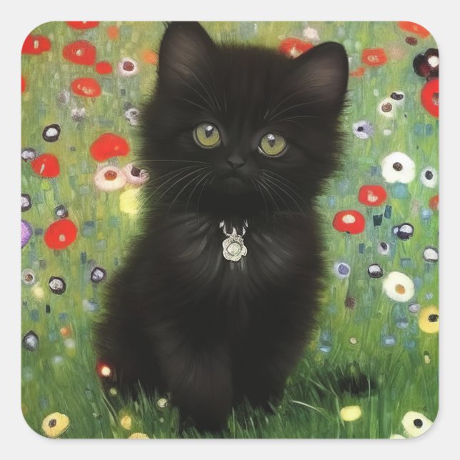 Sticker Carré Gustav Klimt Kitten (Devant)