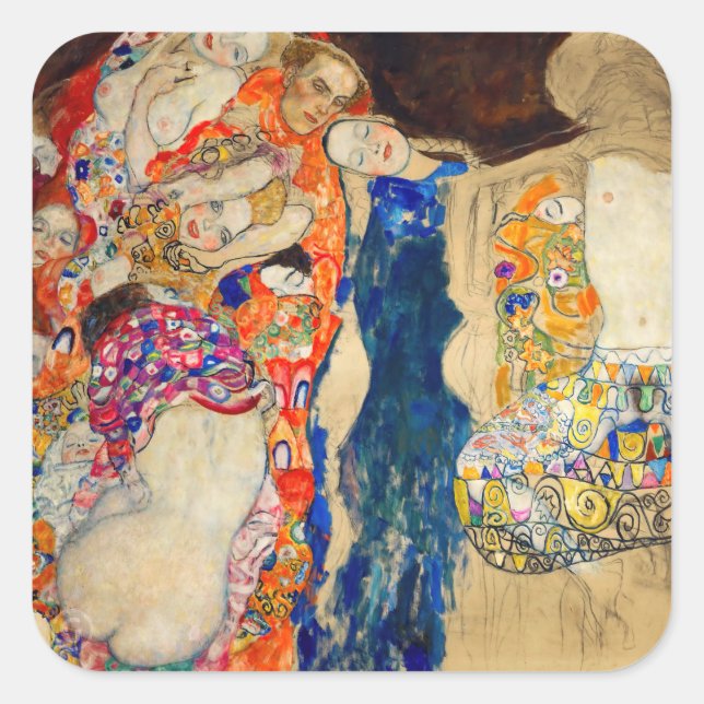 Sticker Carré Gustav Klimt - La mariée (inachevée) (Devant)