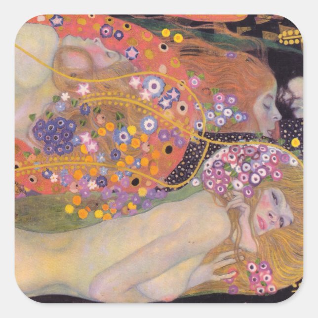Sticker Carré Gustav Klimt - Serpents d'eau II (Devant)