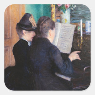 Sticker Carré Gustave Caillebotte - La Leçon de piano