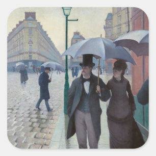 Sticker Carré Gustave Caillebotte - Rue de Paris, temps de pluie