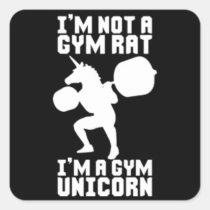 Sticker Carré Gym Rat vs Gym Unicorn - Drôle Inspiration d'entra