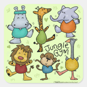 Sticker Carré Gymnase Jungle Exercice Animaux