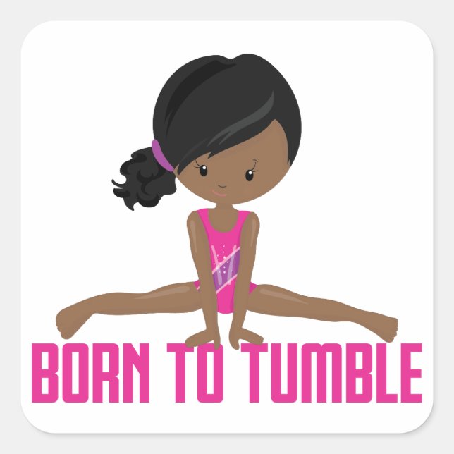 Sticker Carré Gymnaste - Afro-Américain (Devant)