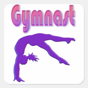 Sticker Carré Gymnaste Power Tumbling Violet Métallisé