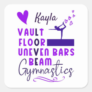 Sticker Carré Gymnastique Amour Saut au sol Barres asymétriques