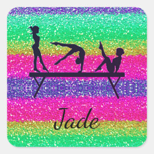 Sticker Carré Gymnastique Arc-en-ciel