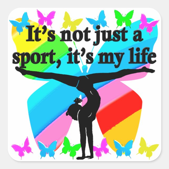 STICKER CARRÉ GYMNASTIQUE EST MON CONCEPTION DE VIE RAINBOW (Devant)