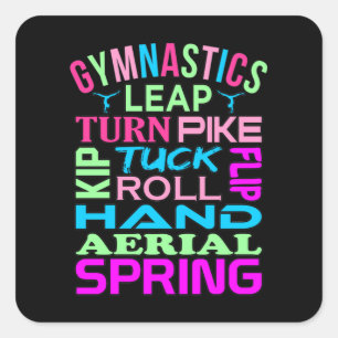 Sticker Carré Gymnastique Faits Gymnaste Gymnaste Sports Lover G