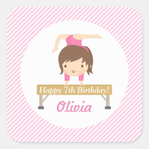 Sticker Carré Gymnastique féminine mignonne Anniversaire de enfa