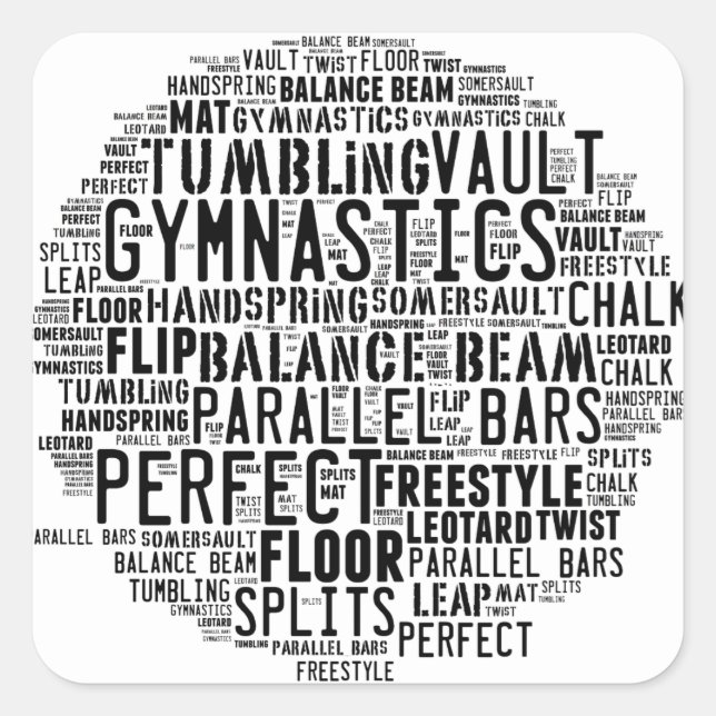 Sticker Carré Gymnastique Mot Cloud Tumbling (Devant)