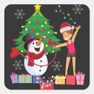 Sticker Carré Gymnastique rythmique Célébration de Noël