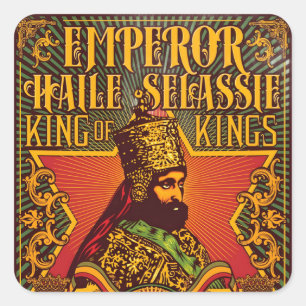 Sticker Carré Haile Selassie I Jah Rastafari Rasta Reggae Roots