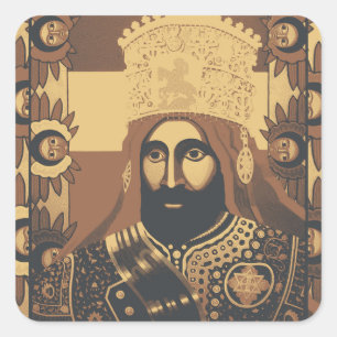 Sticker Carré Haile Selassie Modern Art Jah Rastafari Roots