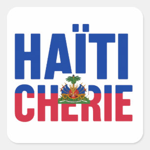 Sticker Carré Haïti Chérie - Drapeau haïtien
