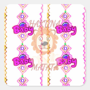 Sticker Carré Hakuna Matata : Beau bébé Lion Design Motif
