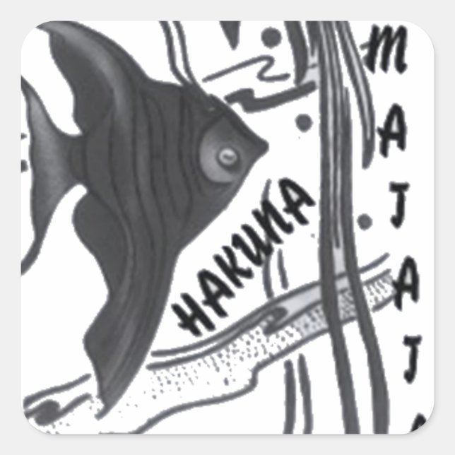 Sticker Carré Hakuna Matata Fish Art Imprimer (Devant)