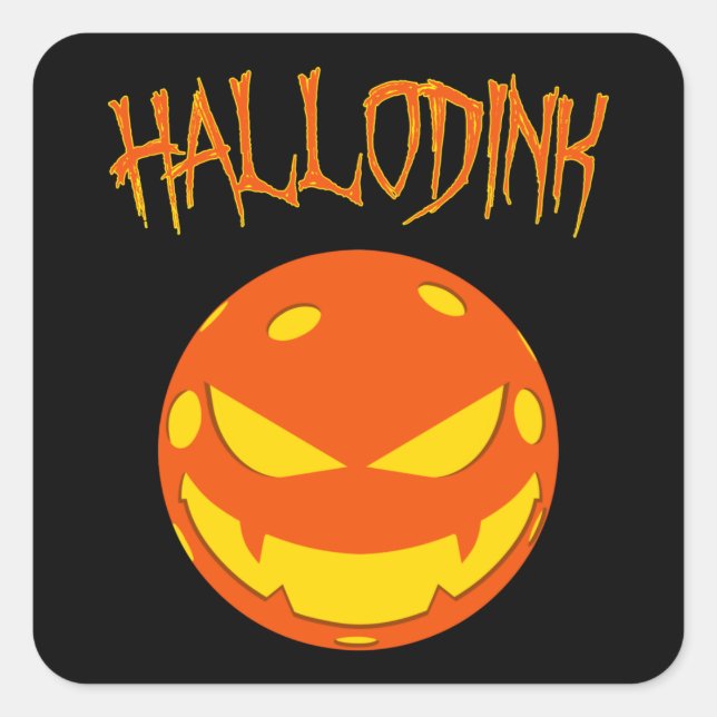 Sticker Carré Hallodink - Halloween de Pickleball (Devant)