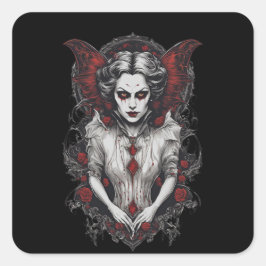 Sticker Carré Halloween 13 vampire, monstre effrayant,