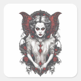 Sticker Carré Halloween 13 vampire, monstre effrayant,