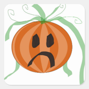 Sticker Carré Halloween à visage triste Citrouille mou Jack-O-La