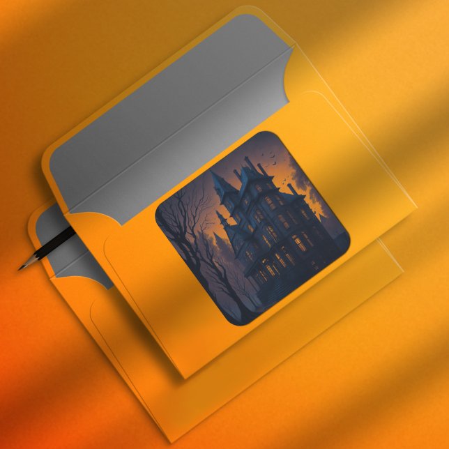 Sticker Carré Halloween Adulte Hantée Mansion (Créateur téléchargé)