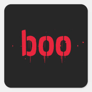 Sticker Carré Halloween boo rouge sang noir effroi