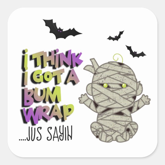 Sticker Carré Halloween Bum Wrap maman bébé vert/pourpre ID683 (Devant)