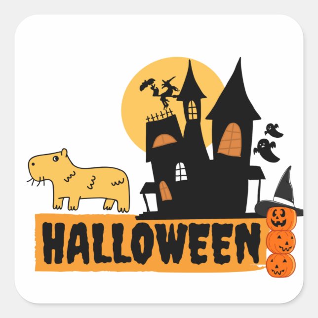Sticker Carré Halloween Capybara (Devant)